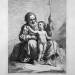 St. Joseph, Child Jesus between his knees, hands him an apple
